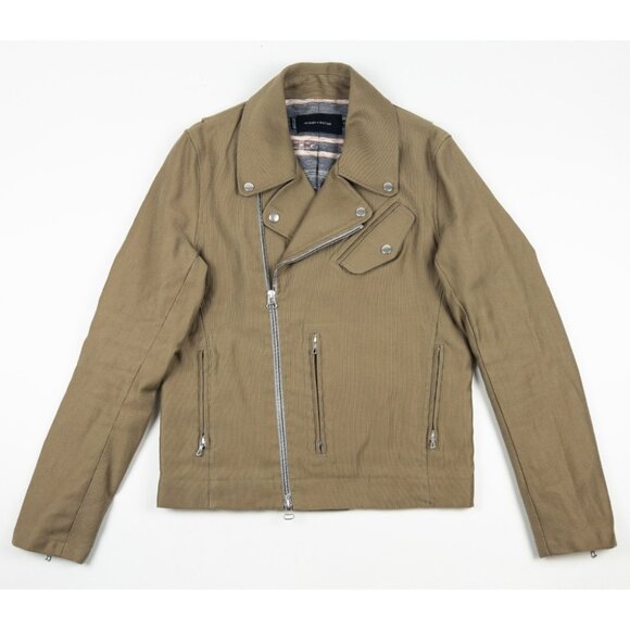 Wings + Horns Moto Jacket Men's Small Corduroy Brown Riders Asymmetrical Zip